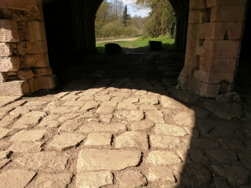 Medieval pavement, gatehouse, Roche Abbey